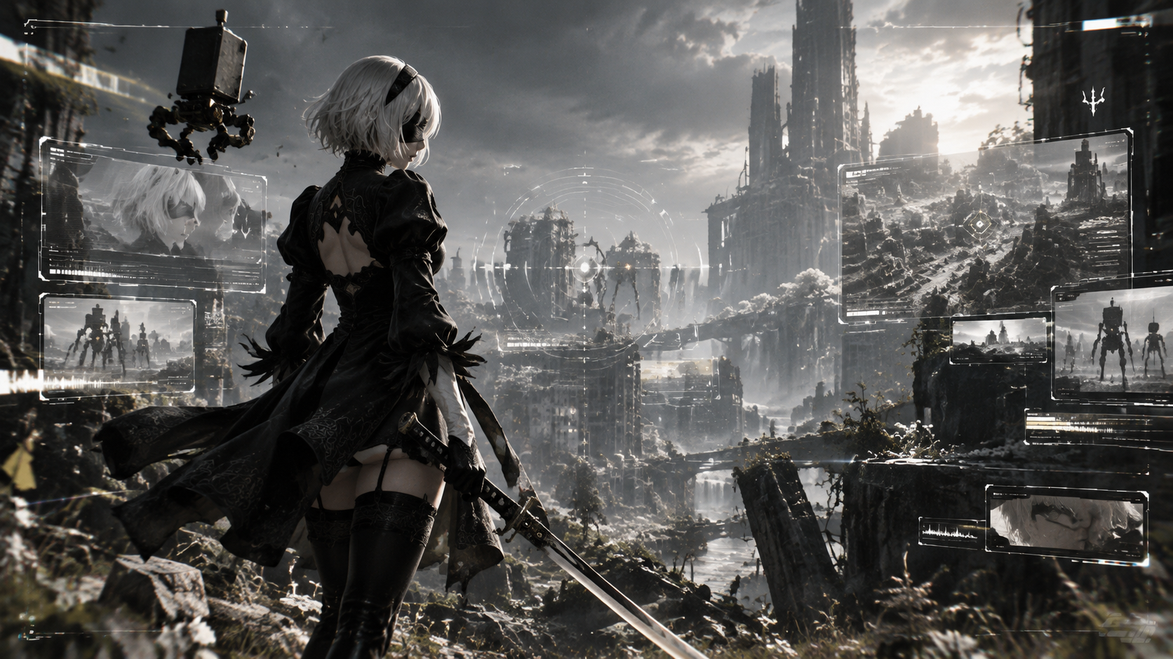 YoRHa: Nier Automata — Vitrine de Interface YoRHa: Uma Experiência de Interface Android Interativa | Jogue Online