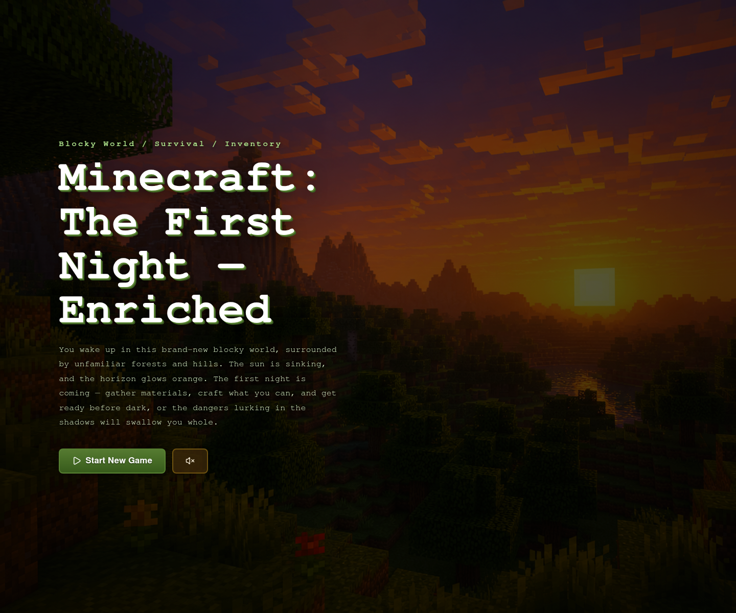 Minecraft: Первая ночь — Расширенная версия — интерактивная ИИ-игра на выживание