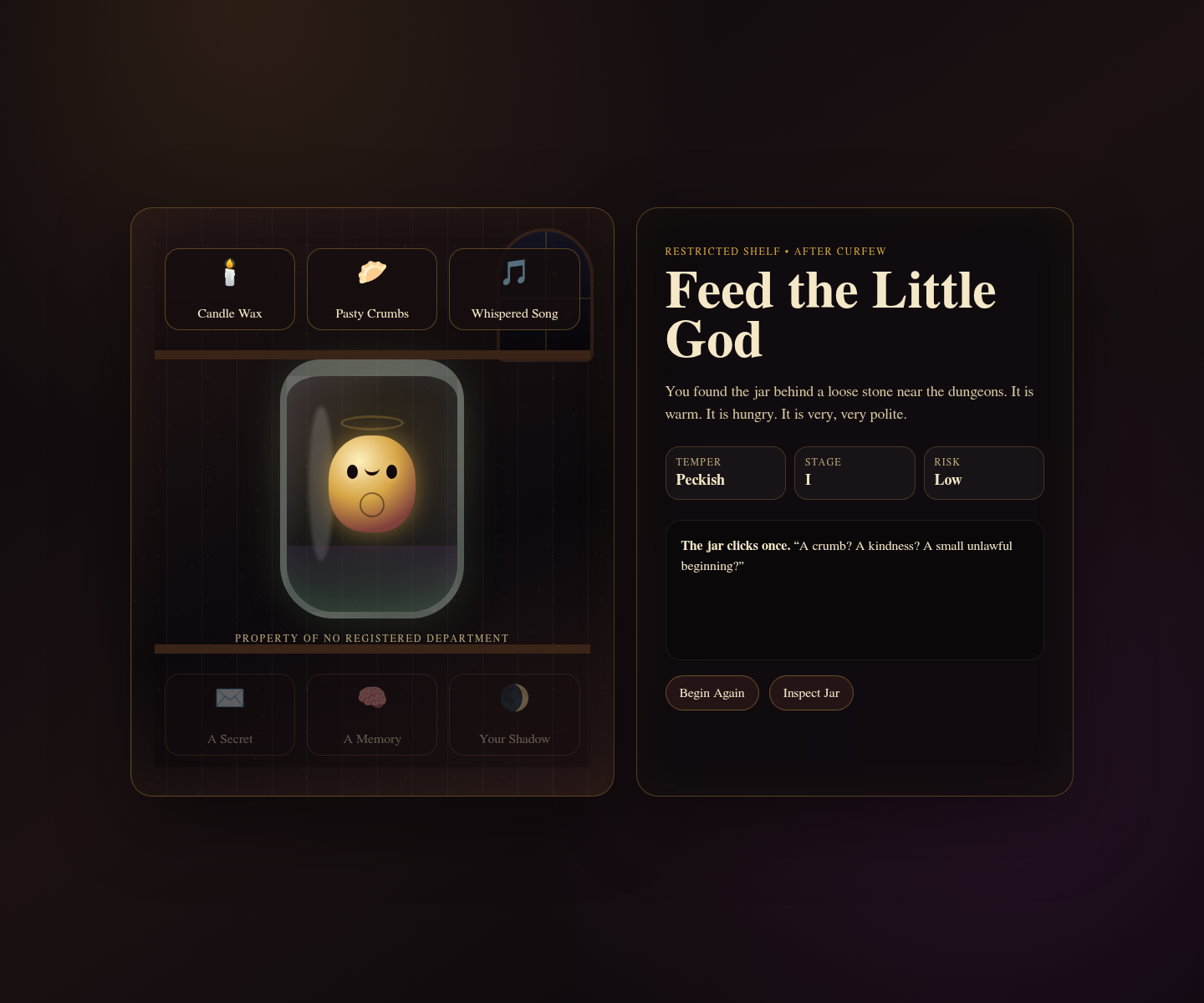 Prévia da obra web Feed the Little God