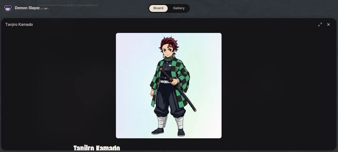 Neta Studio Interface — Atom Detail (Tanjiro Kamado)