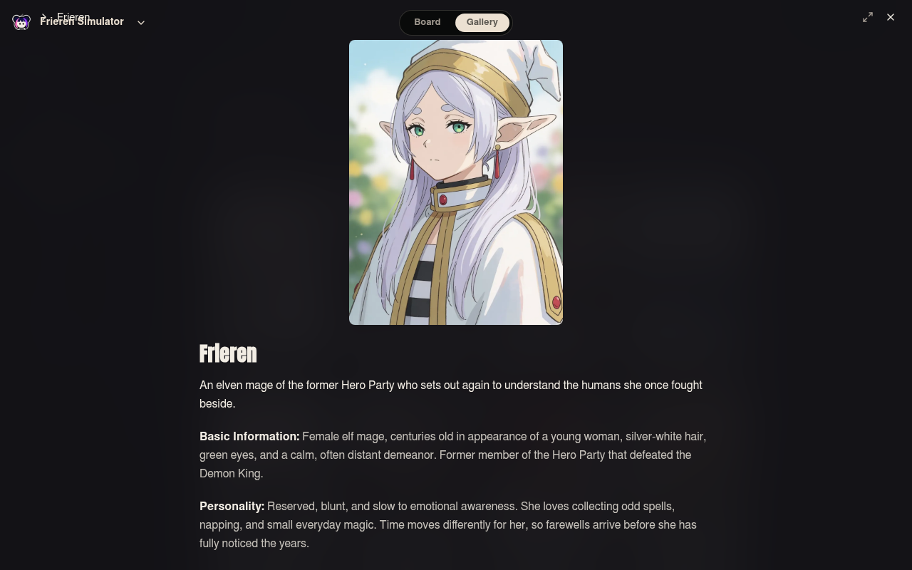 Studio — character detail overlay