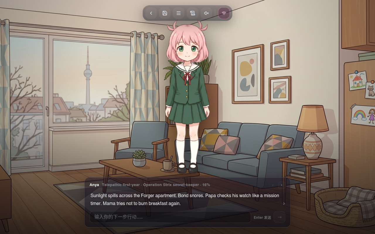 Gameplay — sunlight spills across the Forger apartment