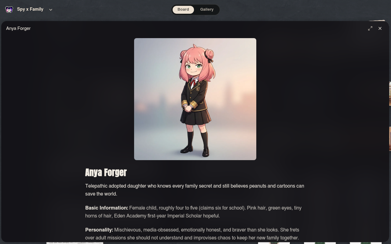 Neta Studio — character cards on the board