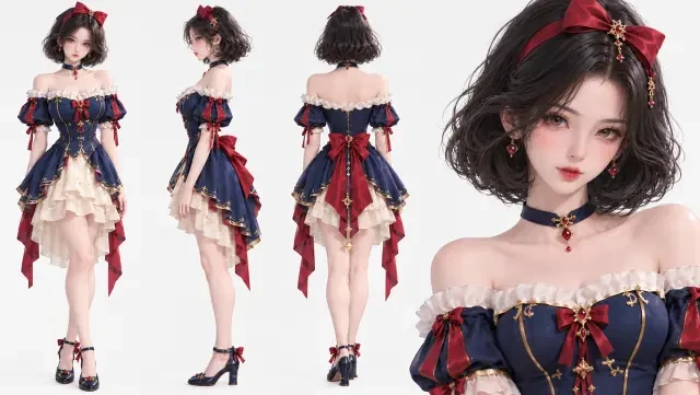 Référence — fiche de personnage de Xuexue (Blanche-Neige adulte, 3D CG)