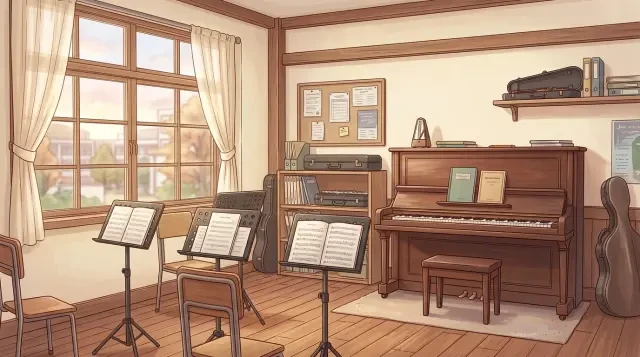 Musikstudio nach der Schule — Szenenhintergrund